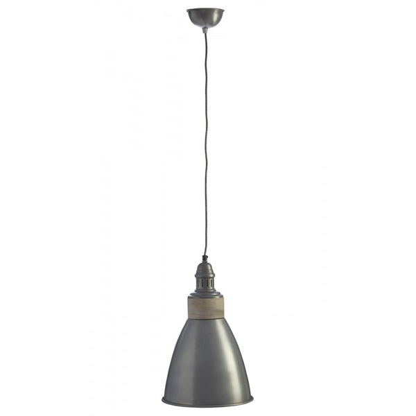 Small Iron and Wood Domed Zinc Pendant