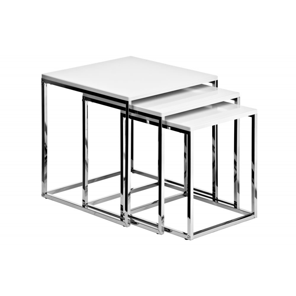 White and Chrome Nest of Tables