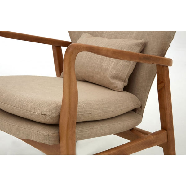Beige Upholstered Mid Century Scandinavian Armchair