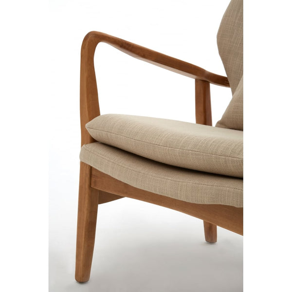 Beige Upholstered Mid Century Scandinavian Armchair