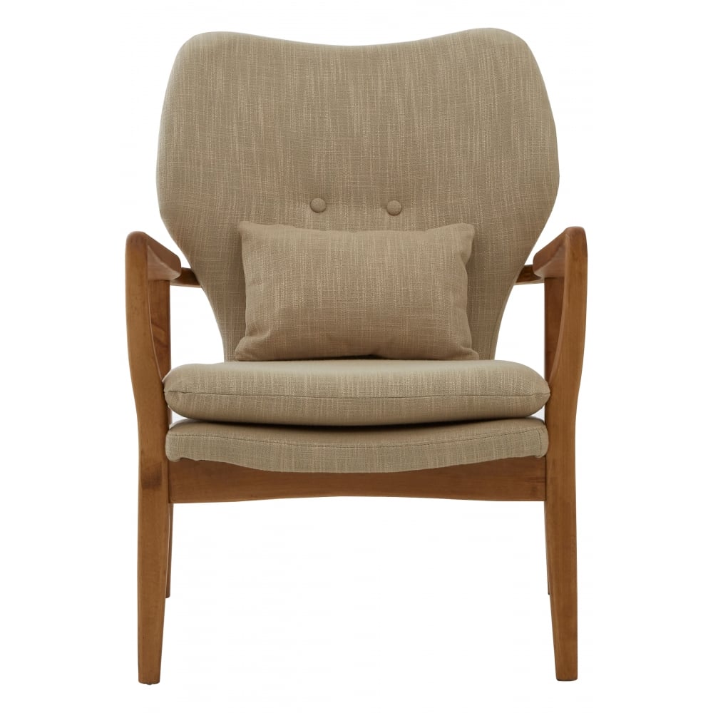 Beige Upholstered Mid Century Scandinavian Armchair