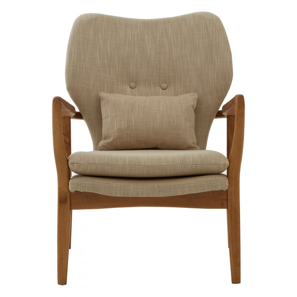 Beige Upholstered Mid Century Scandinavian Armchair