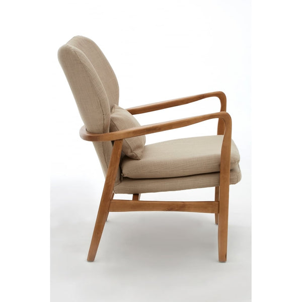 Beige Upholstered Mid Century Scandinavian Armchair