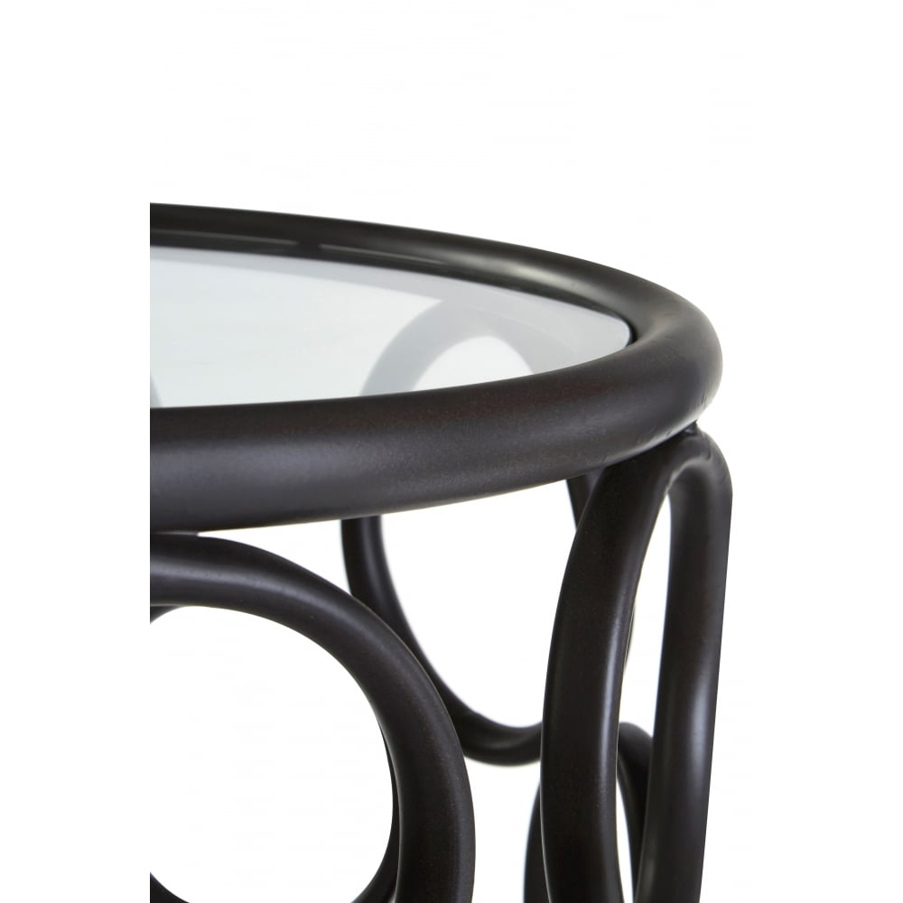Black Metal Circles Side Table with Glass Top