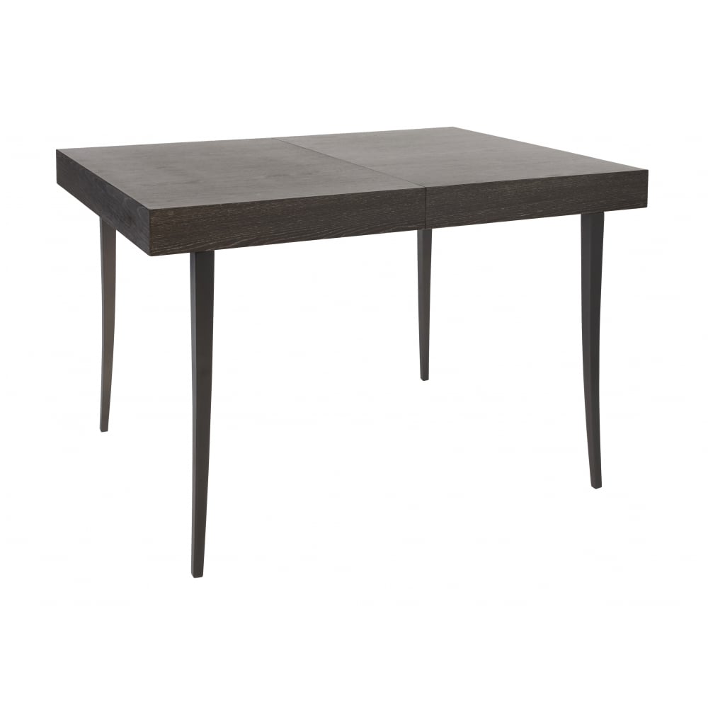 Extending Dining Table in Dark Charcoal Wood with Gun Metal Legs