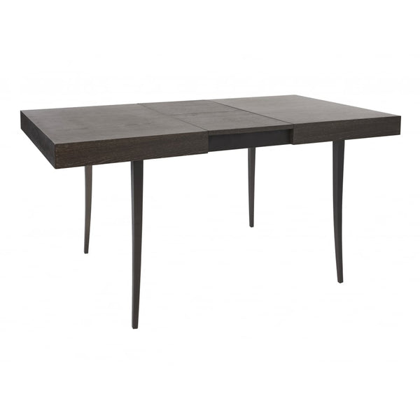 Extending Dining Table in Dark Charcoal Wood with Gun Metal Legs