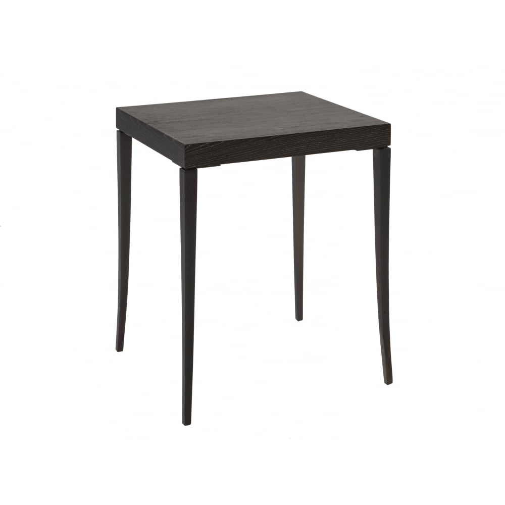 Small Side Table in Dark Charcoal Wood with Gun Metal Legs