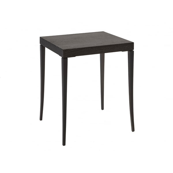 Small Side Table in Dark Charcoal Wood with Gun Metal Legs