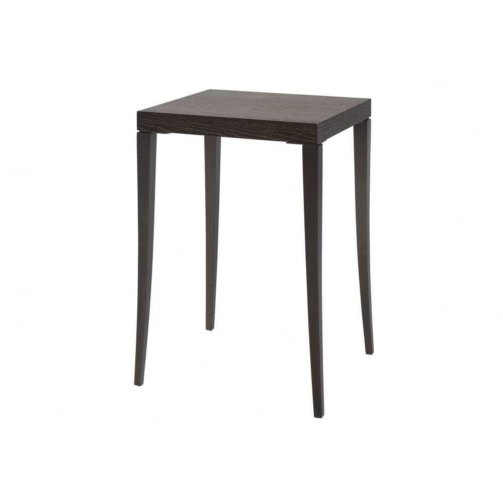 Tall Square Table in Dark Charcoal Wood with Gun Metal Legs
