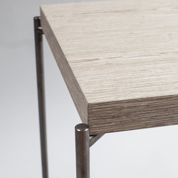 Weathered Oak Rectangular Coffee Table with Gun Metal Cross Base