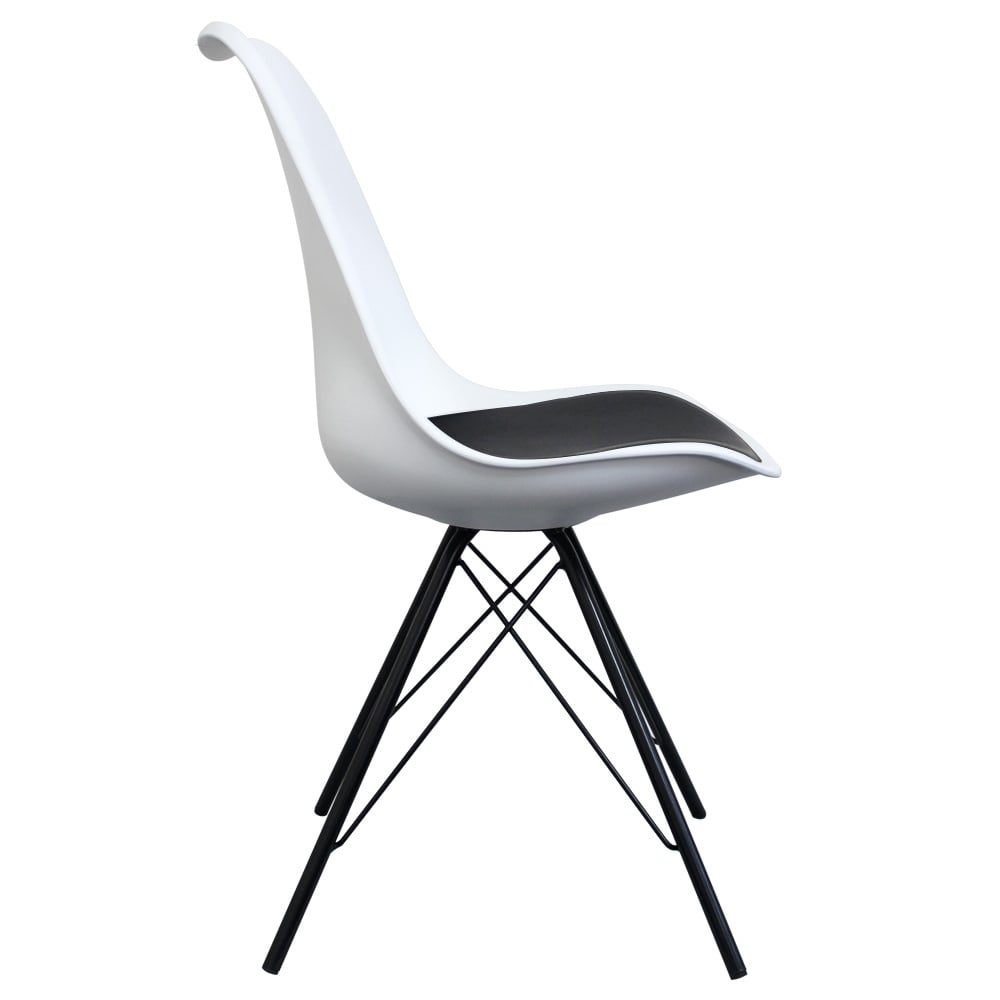 Soho White and Black Dining Chair with Black Metal Legs