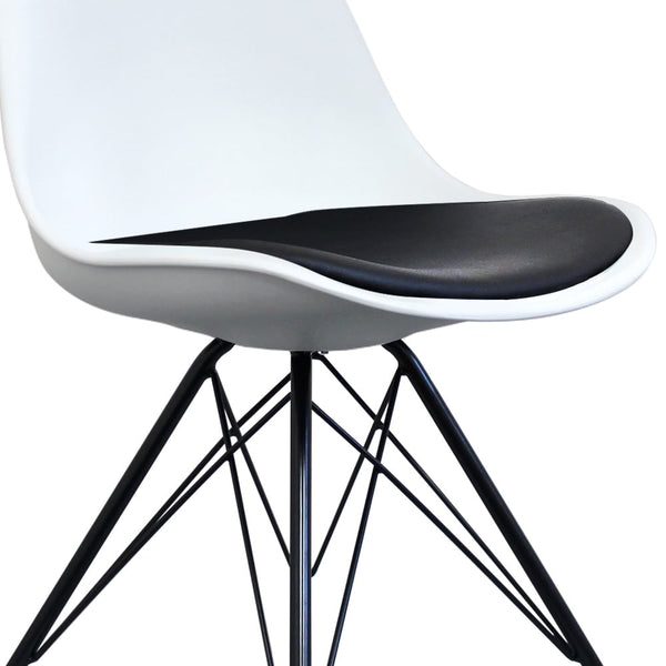Soho White and Black Dining Chair with Black Metal Legs