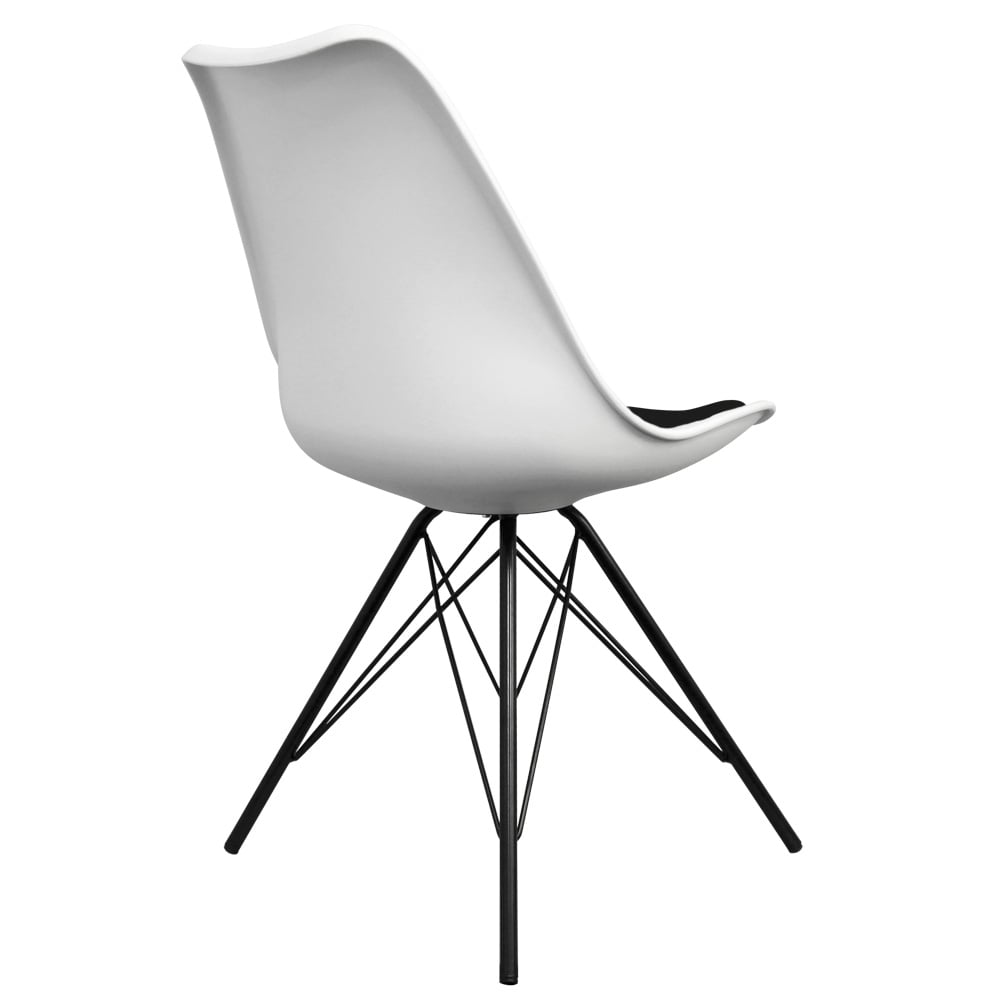 Soho White and Black Dining Chair with Black Metal Legs