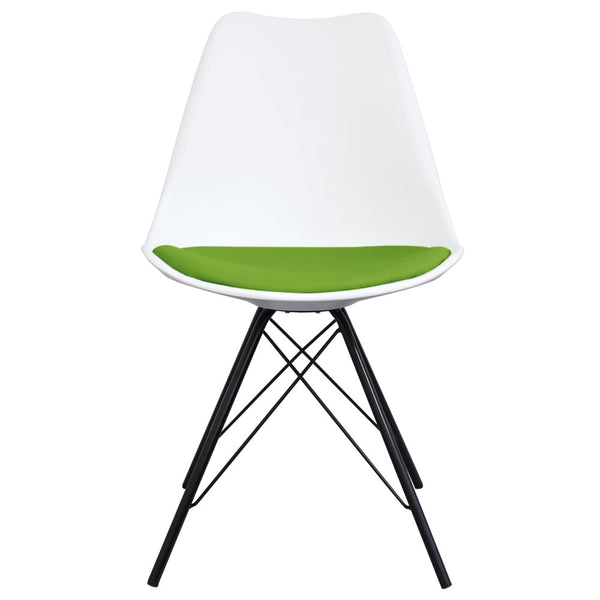 Soho White and Green Dining Chair with Black Metal Legs