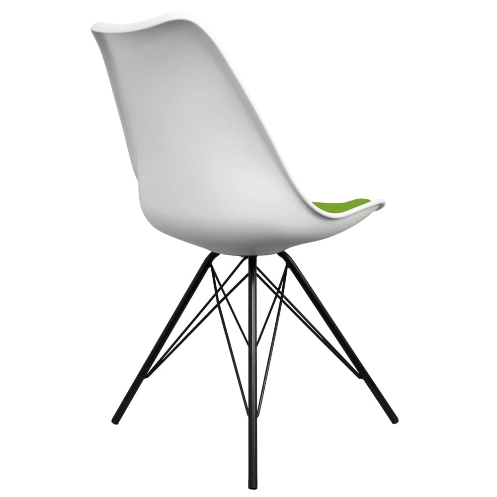 Soho White and Green Dining Chair with Black Metal Legs