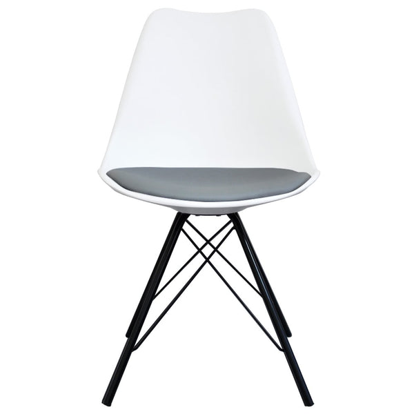 Soho White and Dark Grey Dining Chair with Black Metal Legs