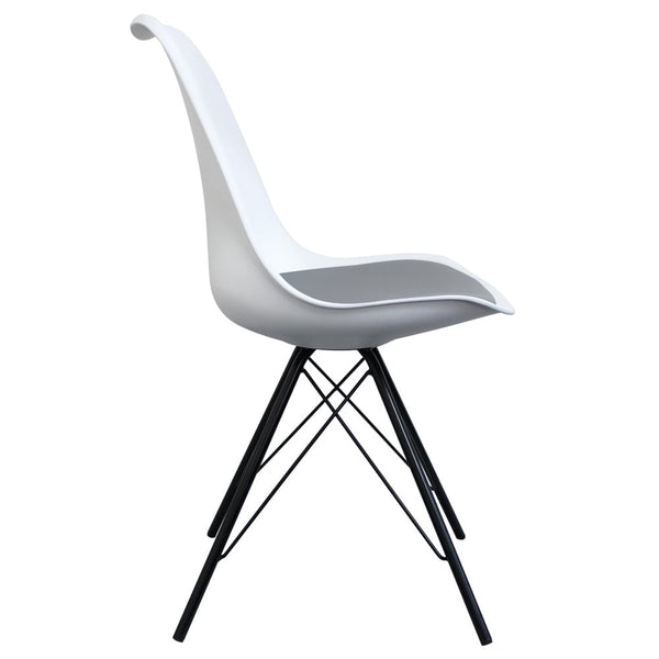 Soho White and Dark Grey Dining Chair with Black Metal Legs