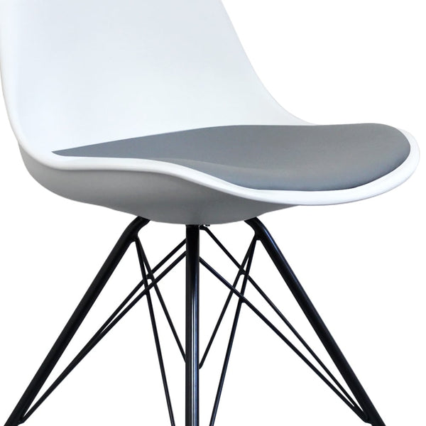 Soho White and Dark Grey Dining Chair with Black Metal Legs