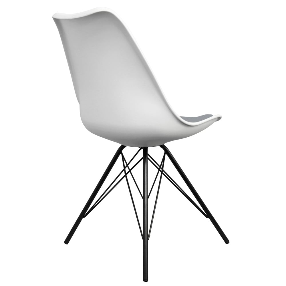 Soho White and Dark Grey Dining Chair with Black Metal Legs