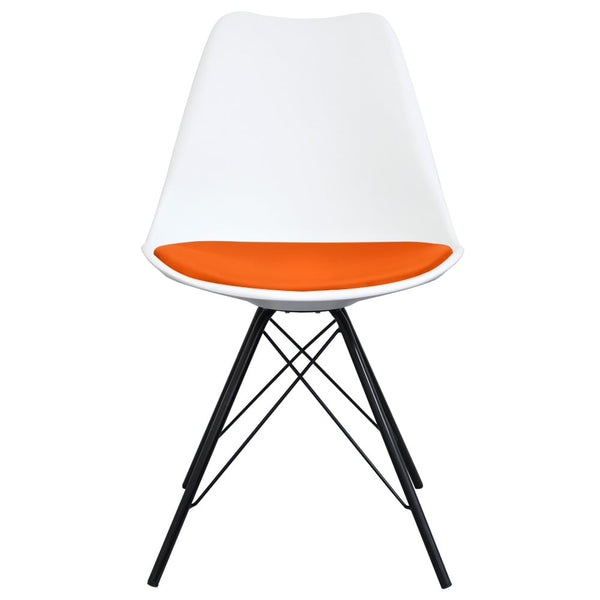 Soho White and Orange Dining Chair with Black Metal Legs