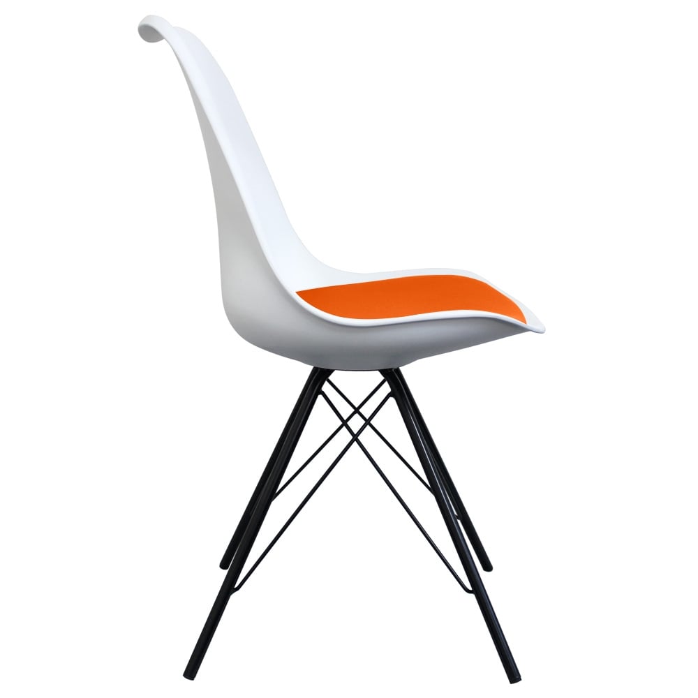 Soho White and Orange Dining Chair with Black Metal Legs