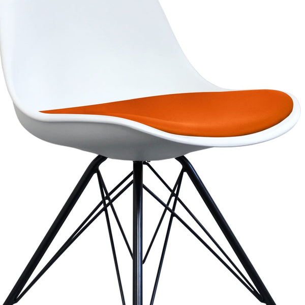 Soho White and Orange Dining Chair with Black Metal Legs