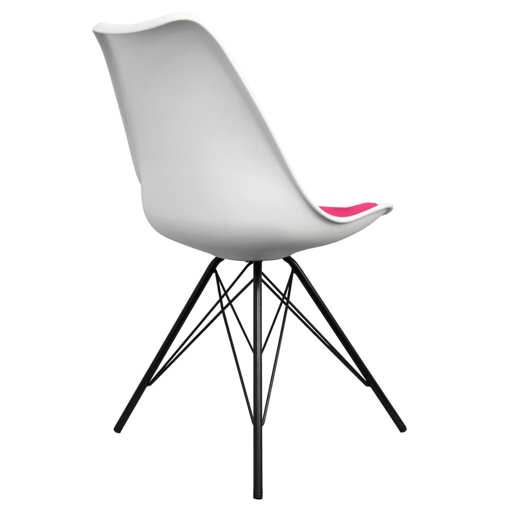 Soho White and Bright Pink Dining Chair with Black Metal Legs