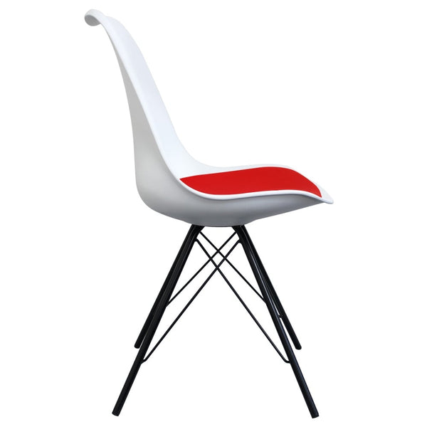 Soho White and Red Dining Chair with Black Metal Legs
