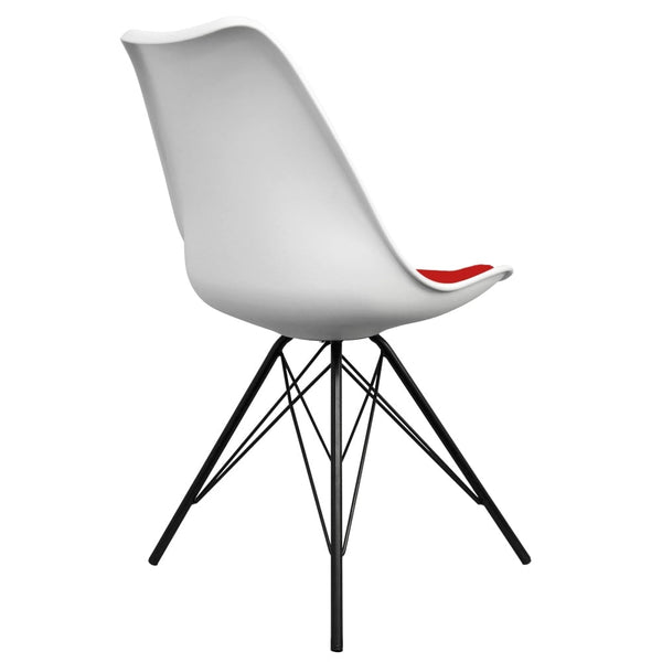 Soho White and Red Dining Chair with Black Metal Legs