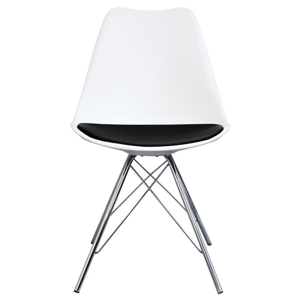 Soho White and Black Dining Chair with Chrome Metal Legs