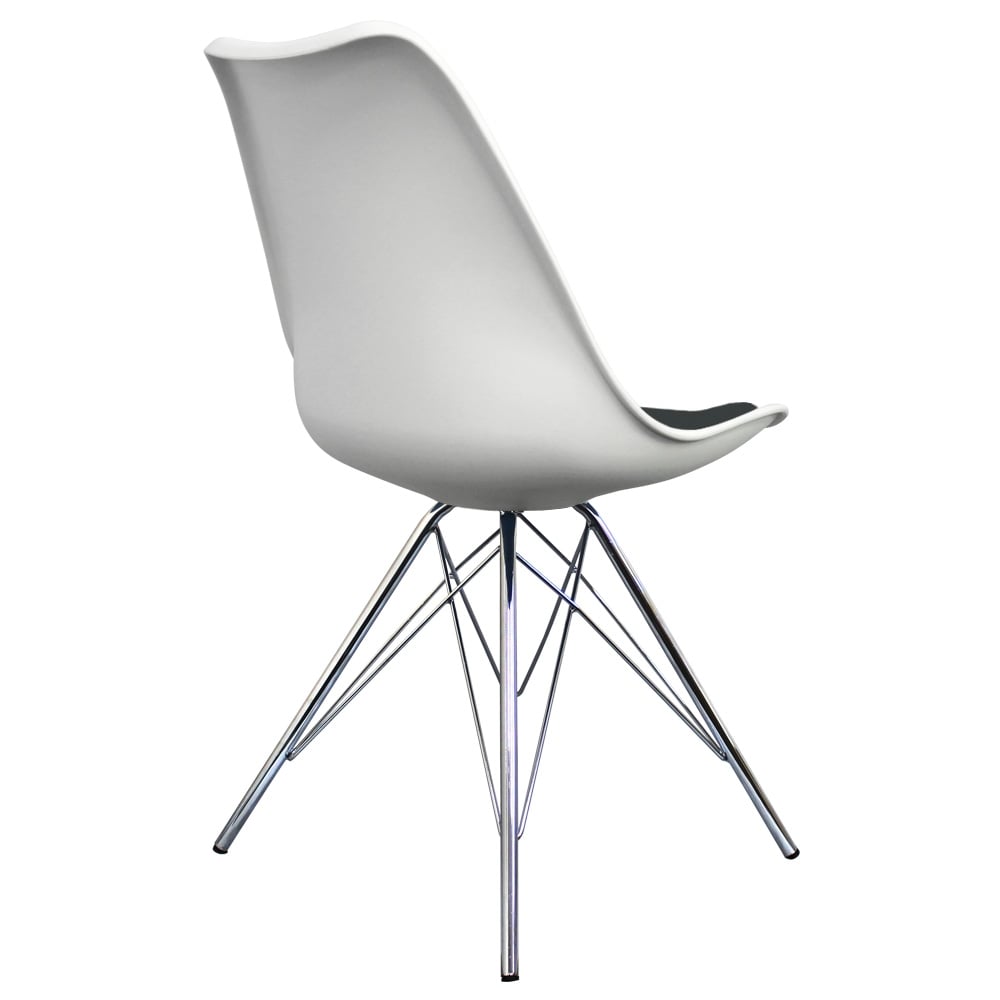 Soho White and Black Dining Chair with Chrome Metal Legs
