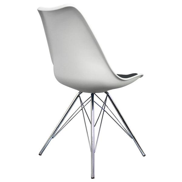 Soho White and Black Dining Chair with Chrome Metal Legs