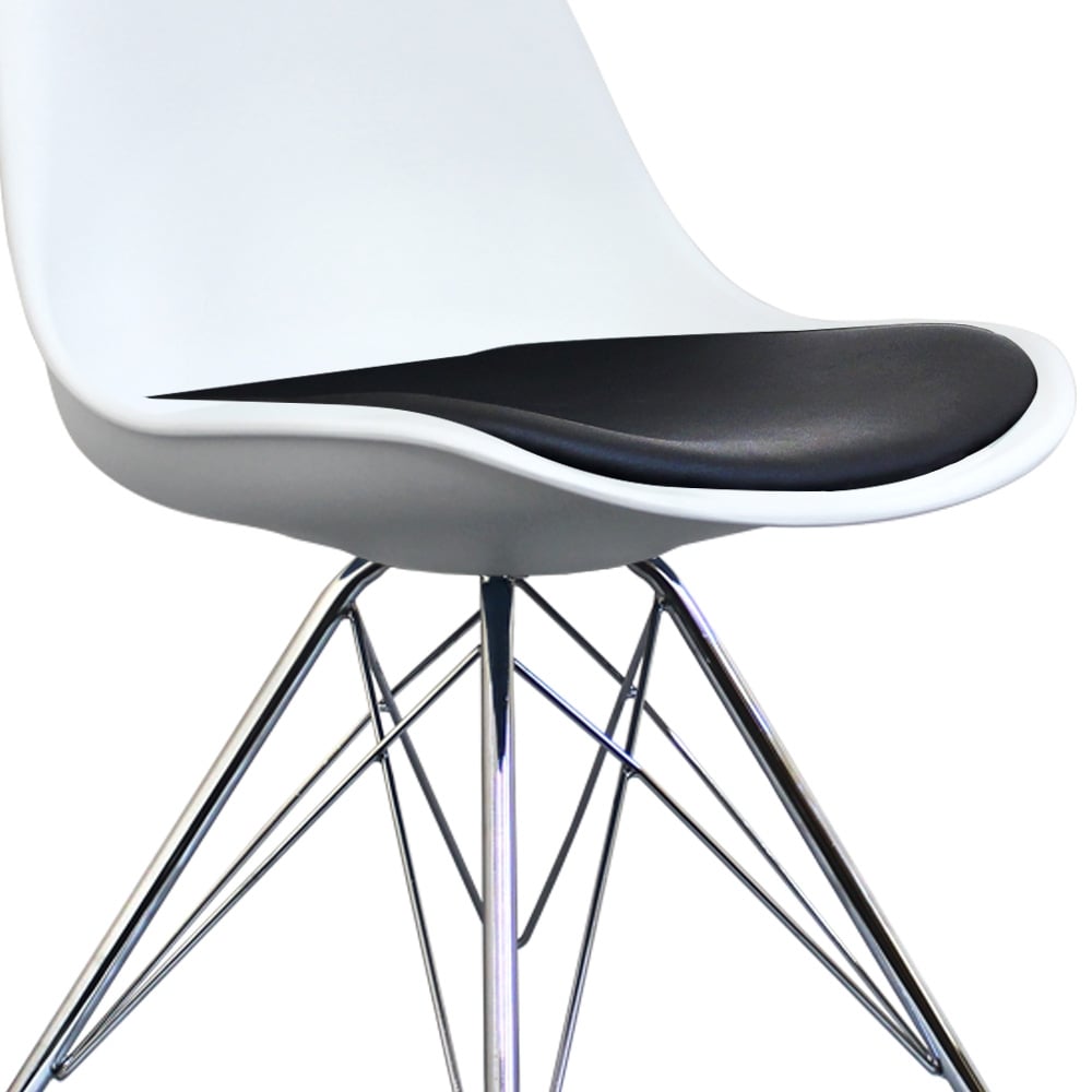 Soho White and Black Dining Chair with Chrome Metal Legs