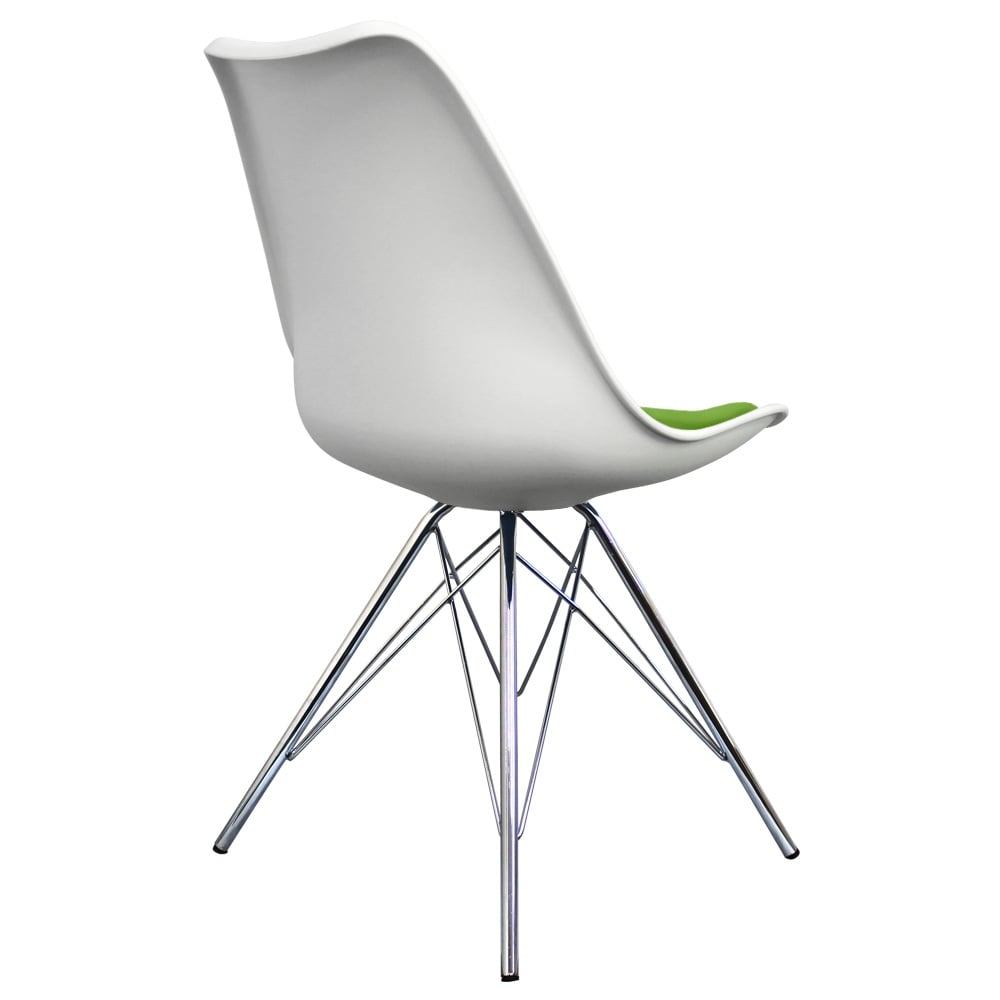 Soho White and Green Dining Chair with Chrome Metal Legs