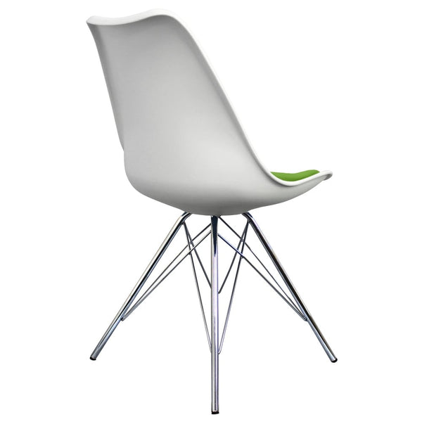 Soho White and Green Dining Chair with Chrome Metal Legs
