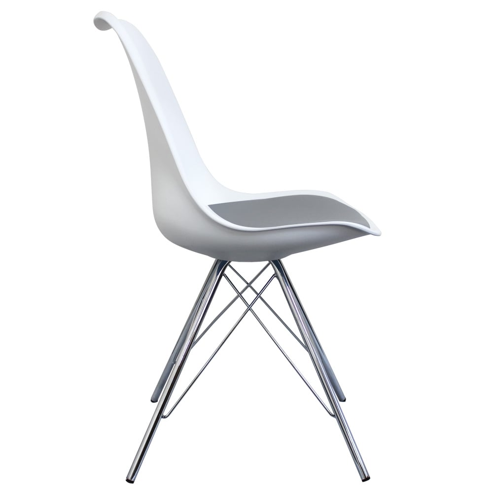 Soho White and Dark Grey Dining Chair with Chrome Metal Legs
