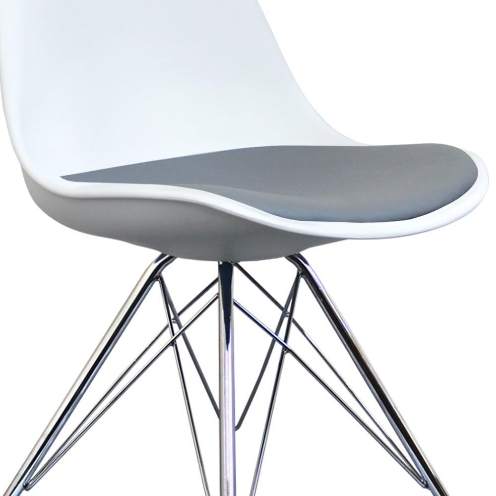 Soho White and Dark Grey Dining Chair with Chrome Metal Legs