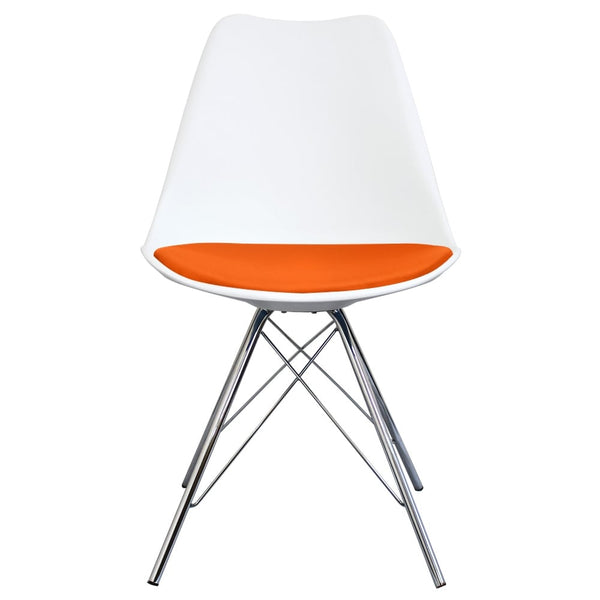 Soho White and Orange Dining Chair with Chrome Metal Legs