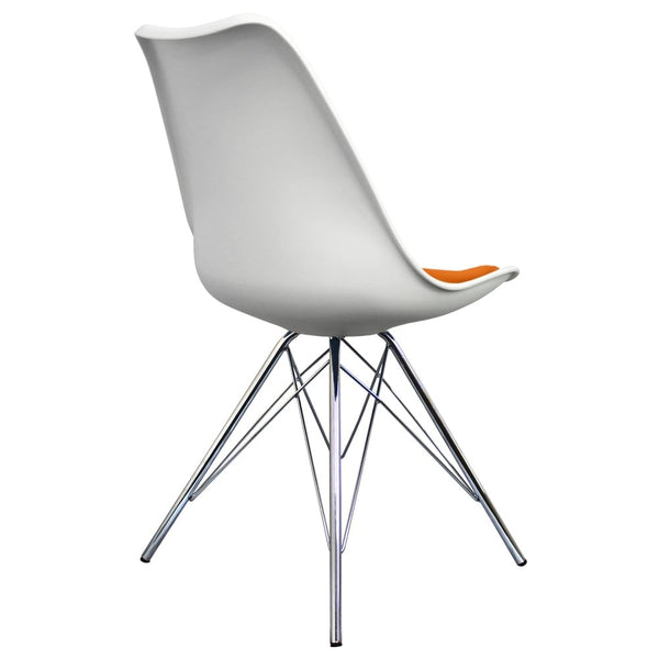 Soho White and Orange Dining Chair with Chrome Metal Legs