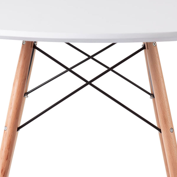 Soho Large White Circular Dining Table with Beech Wood Legs