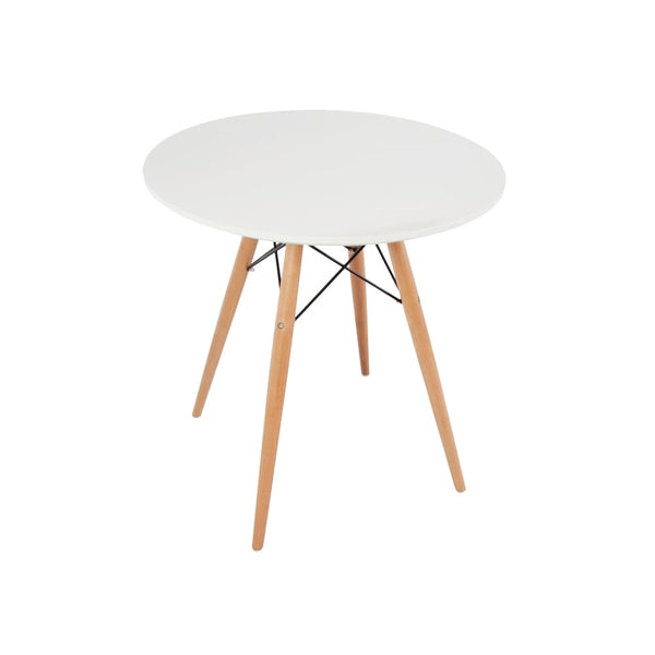 Soho Small White Circular Dining Table with Beech Wood Legs