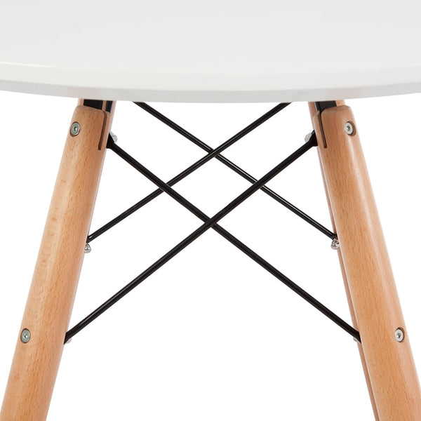 Soho Small White Circular Dining Table with Beech Wood Legs