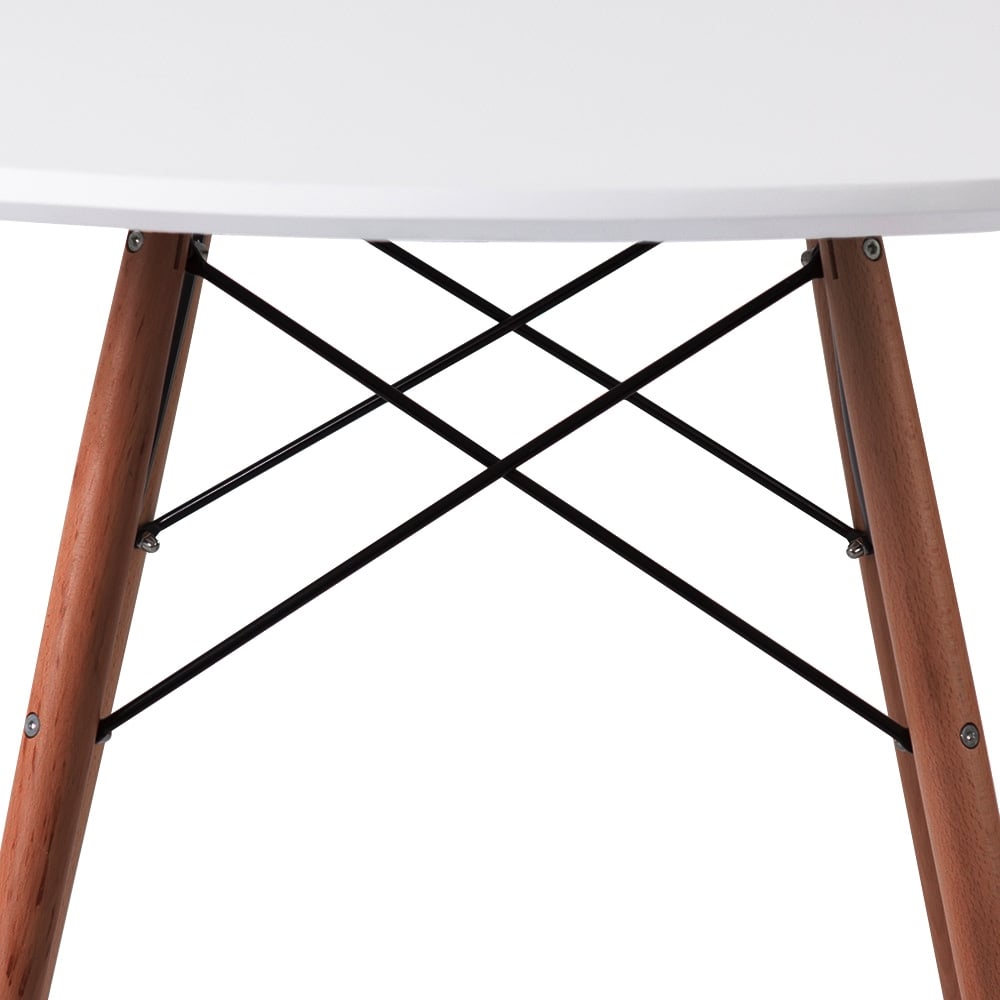 Soho Large White Circular Dining Table with Walnut Wood Legs