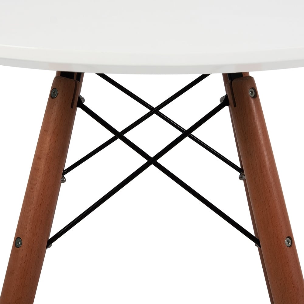 Soho Medium White Circular Dining Table with Walnut Wood Legs