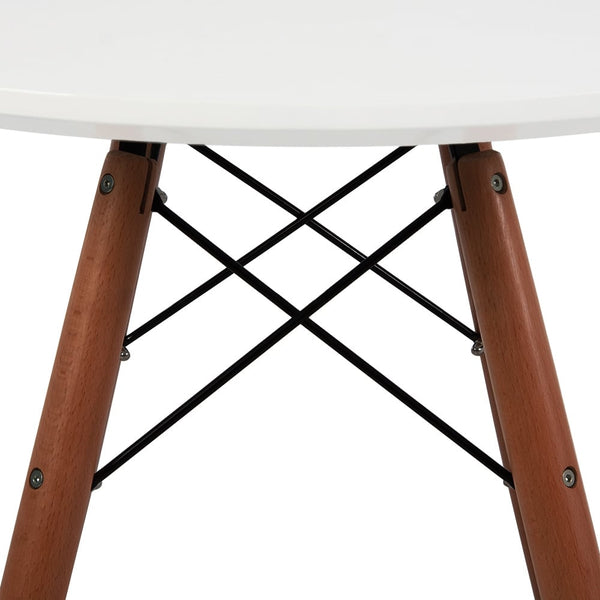 Soho Medium White Circular Dining Table with Walnut Wood Legs