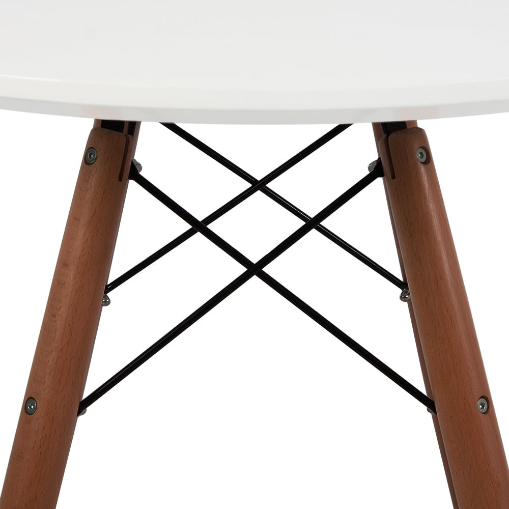 Soho Small White Circular Dining Table with Walnut Wood Legs