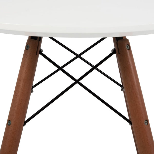 Soho Small White Circular Dining Table with Walnut Wood Legs