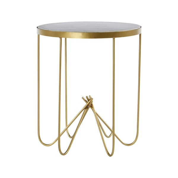 White Marble and Brass Circular Side Table