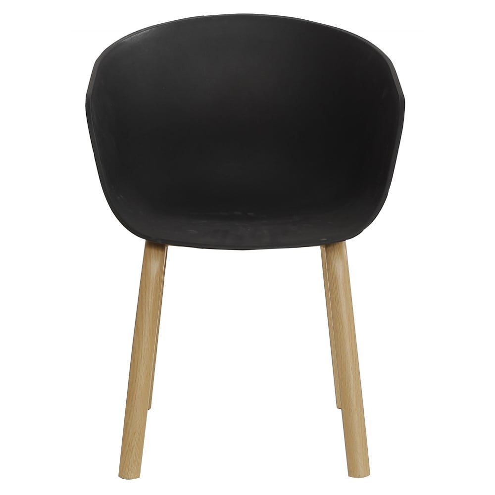 Soho Black Plastic Armchair With Light Wood Legs
