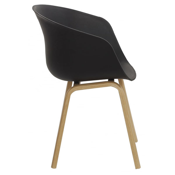 Soho Black Plastic Armchair With Light Wood Legs